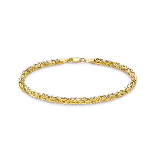 9K Yellow Gold Square Byzantine Chain Bracelet/ 7.5"