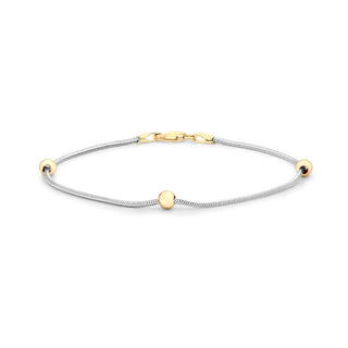 9K 2 Colour Gold Ball & Hexagonal Snake Chain Bracelet