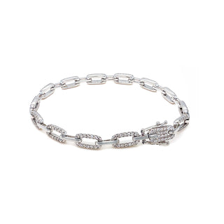 18K White Gold 1.34ct Diamond Bracelet 7"