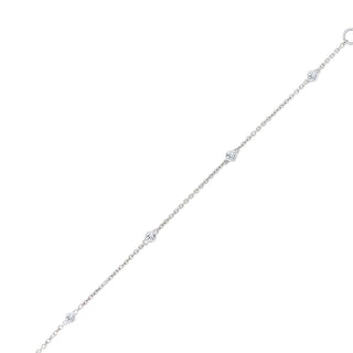 18K White Gold 0.10ct Diamond Chain Bracelet 7"