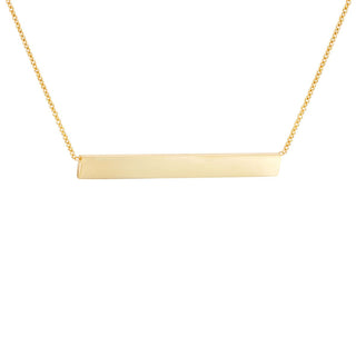 9K Yellow Gold Solid Flat Bar Necklace /17’’-18’’