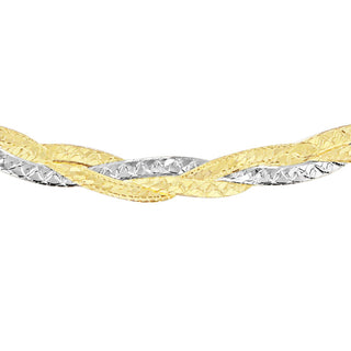 9K 2-Colour Gold Diamond Cut 3-Plait Herringbone Necklace /1