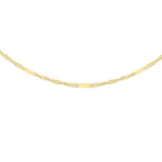 9K Yellow Gold Twist Curb Bar Chain/ 16"