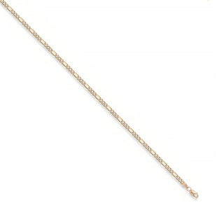 9K Yellow Gold Rhodium Plated Figaro Anklet/ 10’’