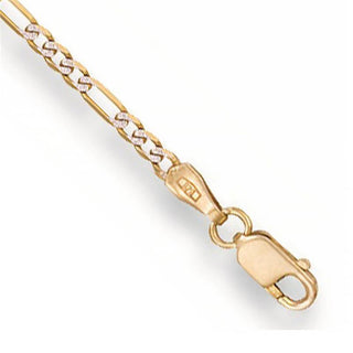 9K Yellow Gold Rhodium Plated Figaro Anklet/ 10’’