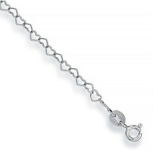 9K White Gold Heart Anklet/ 10’’