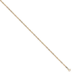 9K Yellow Gold Hollow Singapore Anklet/ 10’’