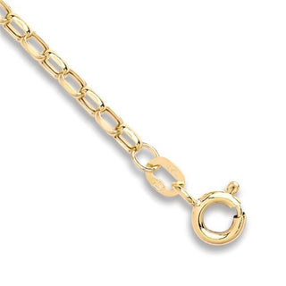 9K Yellow Gold Hollow Diamond Cut Belcher Anklet/ 10’’