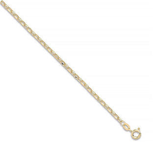 9K Yellow Gold Hollow Diamond Cut Belcher Anklet/ 10’’