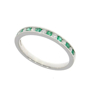 18K White Gold Emerald & Diamond Eternity Ring