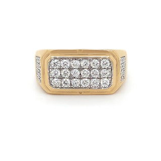 9K Yellow Gold Diamond Signet Ring