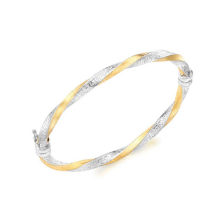 9K 2 Colour Gold Greek Key Twist Bangle