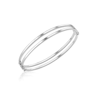 9K White Gold Double Row Bangle