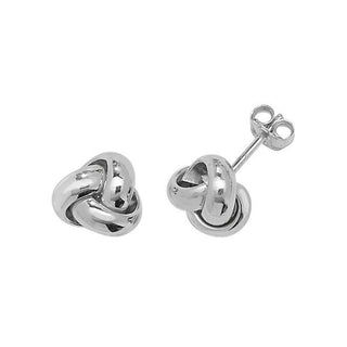 9ct White Gold Knot Stud Earrings