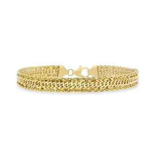 9K Yellow Gold Diamond Cut Curb Spiga Bracelet 7"