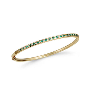 9K Yellow Gold Emerald & Diamond Bangle