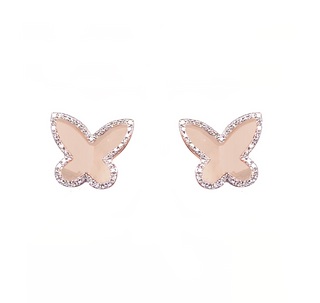 9ct Rose Gold Diamond Butterfly Stud Earrings