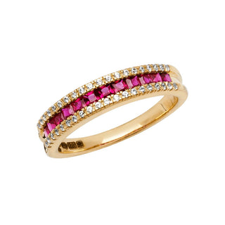 9K Yellow Gold Synthetic Ruby Ring