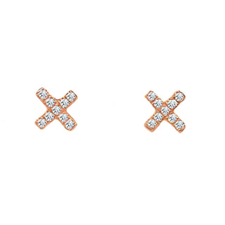 18K Rose Gold 0.05ct Diamond Tiny Cross Stud Earrings