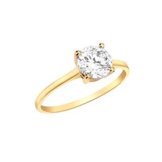 9K Yellow Gold 6mm Round CZ Solitaire Ring