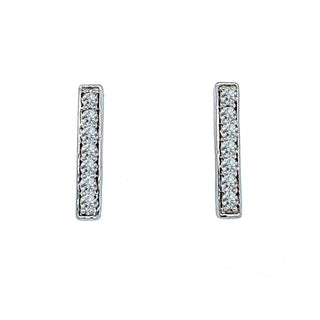 18K White Gold 0.20ct Diamond Bar Stud Earrings