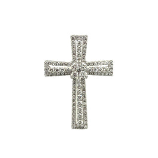 18K White Gold 1.04ct Diamond Cross Pendant