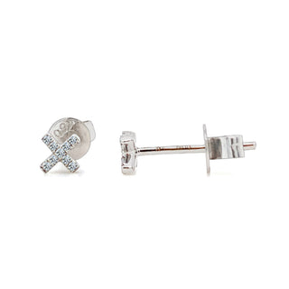 18K White Gold 0.05ct Diamond Tiny Cross Stud Earrings