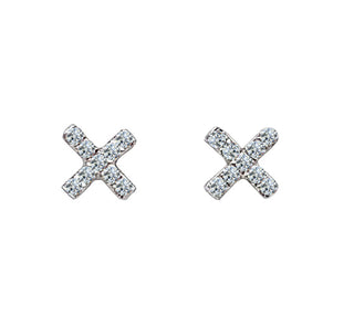 18K White Gold 0.05ct Diamond Tiny Cross Stud Earrings