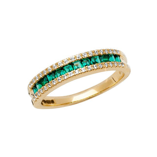 9K Yellow Gold Synthetic Emerald & Sapphire Eternity Ring