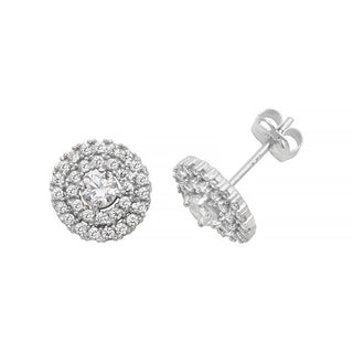 9ct White Gold CZ Cluster Stud Earrings