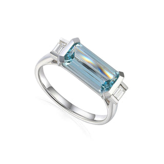 18K White Gold Aquamarine & Diamond Ring