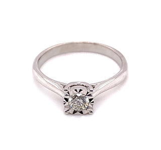 9ct White Gold 0.33ct Diamond Illusion Set Engagement Ring