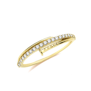 9ct Yellow Gold CZ Nail Ring