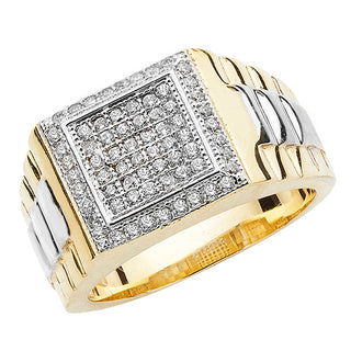 Mens 9ct Yellow Gold Cubic Zirconia Ring