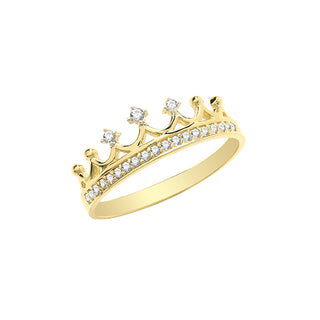 9ct Yellow Gold Crown Cubic Zirconia Ring