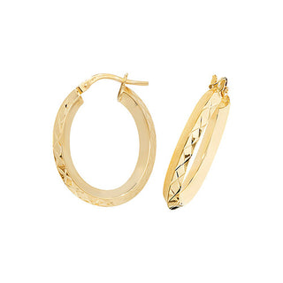 9ct Yellow Gold Oval Hooped Earrings