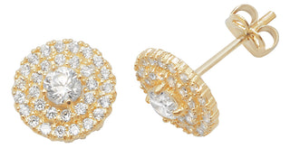 9ct Yellow Gold CZ Cluster Stud