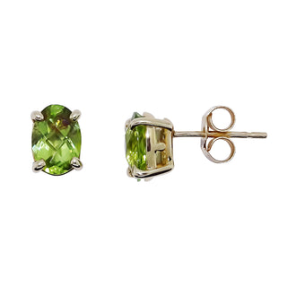 9ct Yellow Gold Checkerboard Peridot Stud Earrings