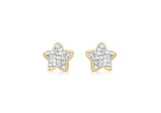 9ct Yellow Gold Cubic Zirconia Set Star Stud Earrings